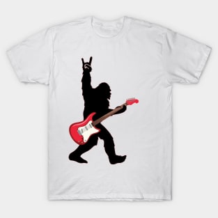Rock On Bigfoot Sasquatch Loves Rock And Roll Sunglasses On T-Shirt T-Shirt